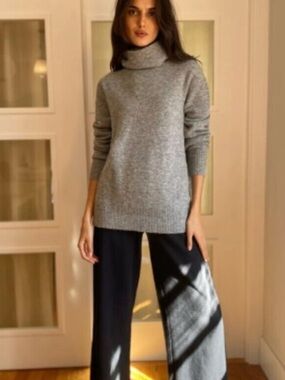Aritzia Babaton Plutarch Alpaca Wool Gray Turtleneck Sweater Soft Knit Small
